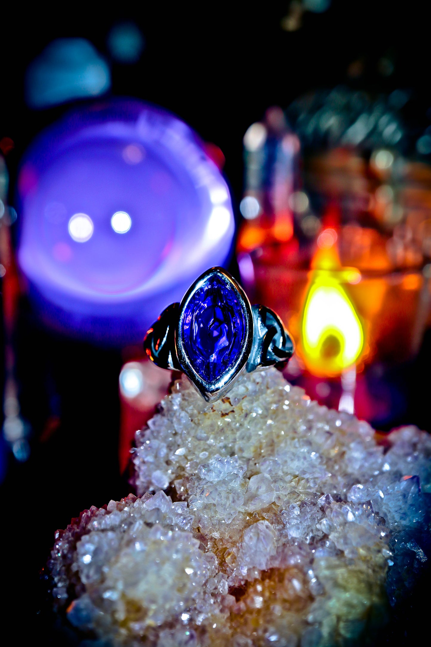 Blue Triquetra 316L Mystical Stainless Steel Premium High Quality Ring