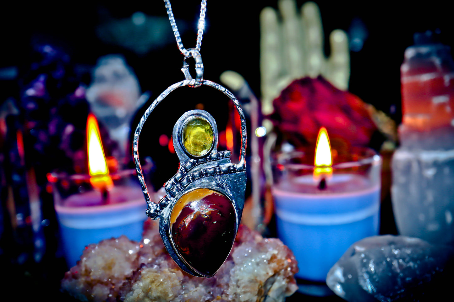 Mookaite Sterling Silver 925 Amulet Gemstone Necklace Pendant!