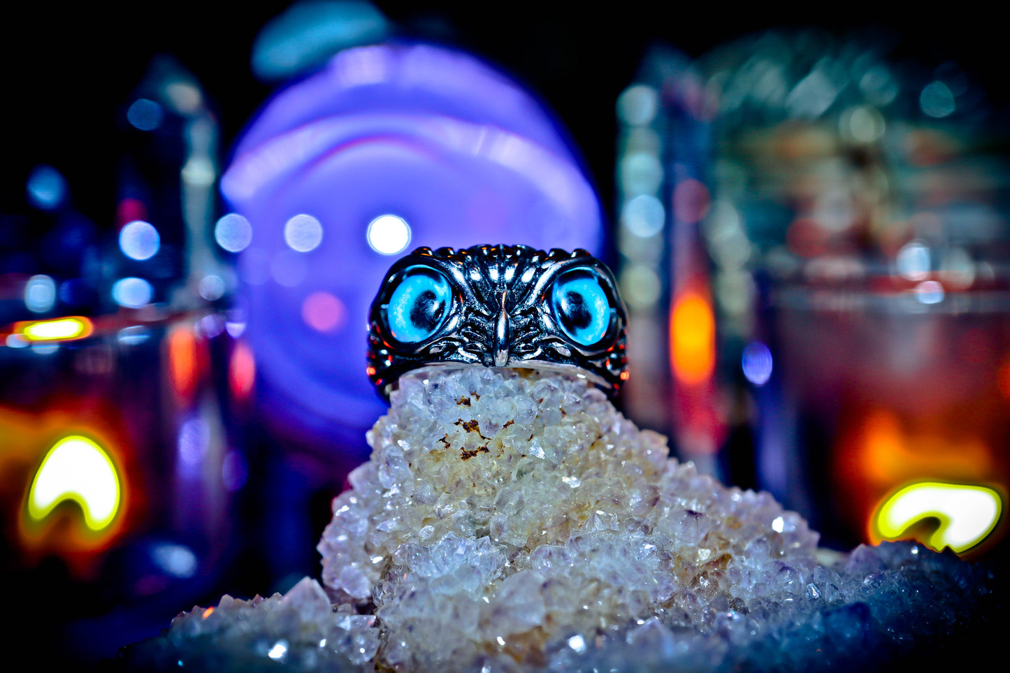 Owl Totem Silver Stainless Steel Mystic Eyes High Quality Ring!