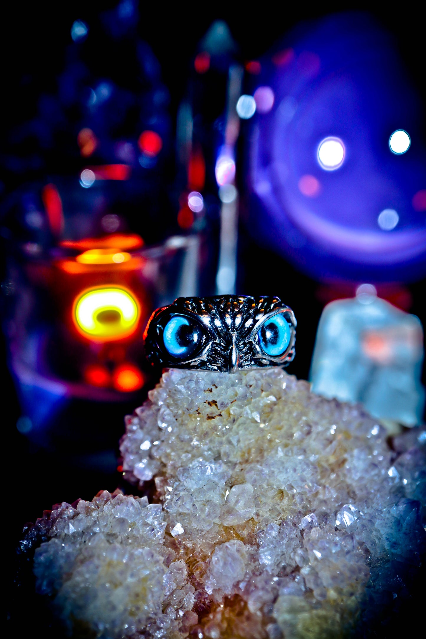 Owl Totem Silver Stainless Steel Mystic Eyes High Quality Ring!