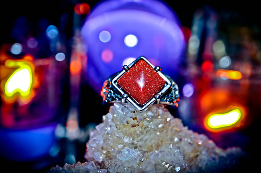 Alchemy 316L Stainless Steel Mystical Goldstone High Quality Ring!