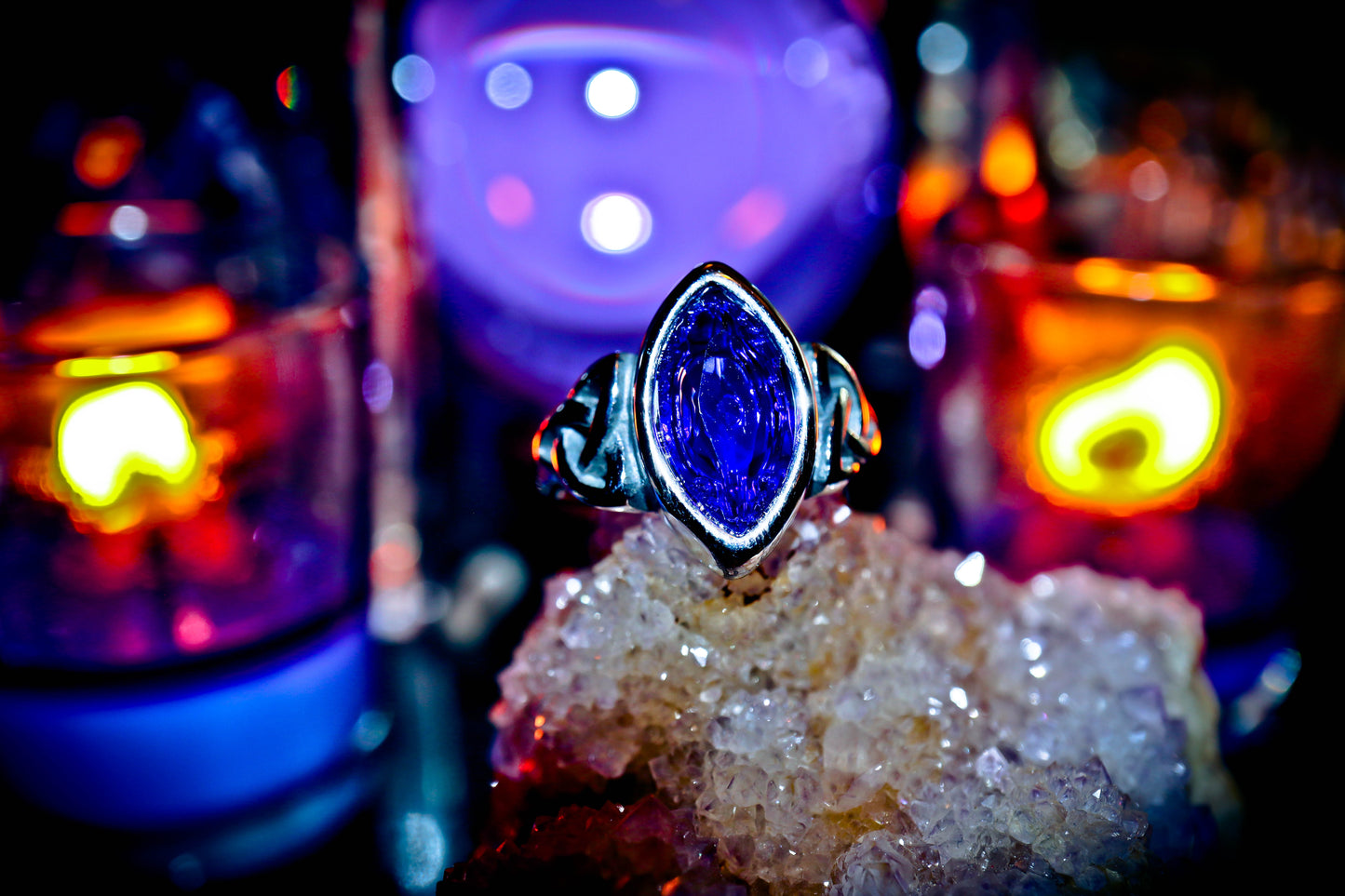 Blue Triquetra 316L Mystical Stainless Steel Premium High Quality Ring