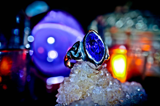 Blue Triquetra 316L Mystical Stainless Steel Premium High Quality Ring!