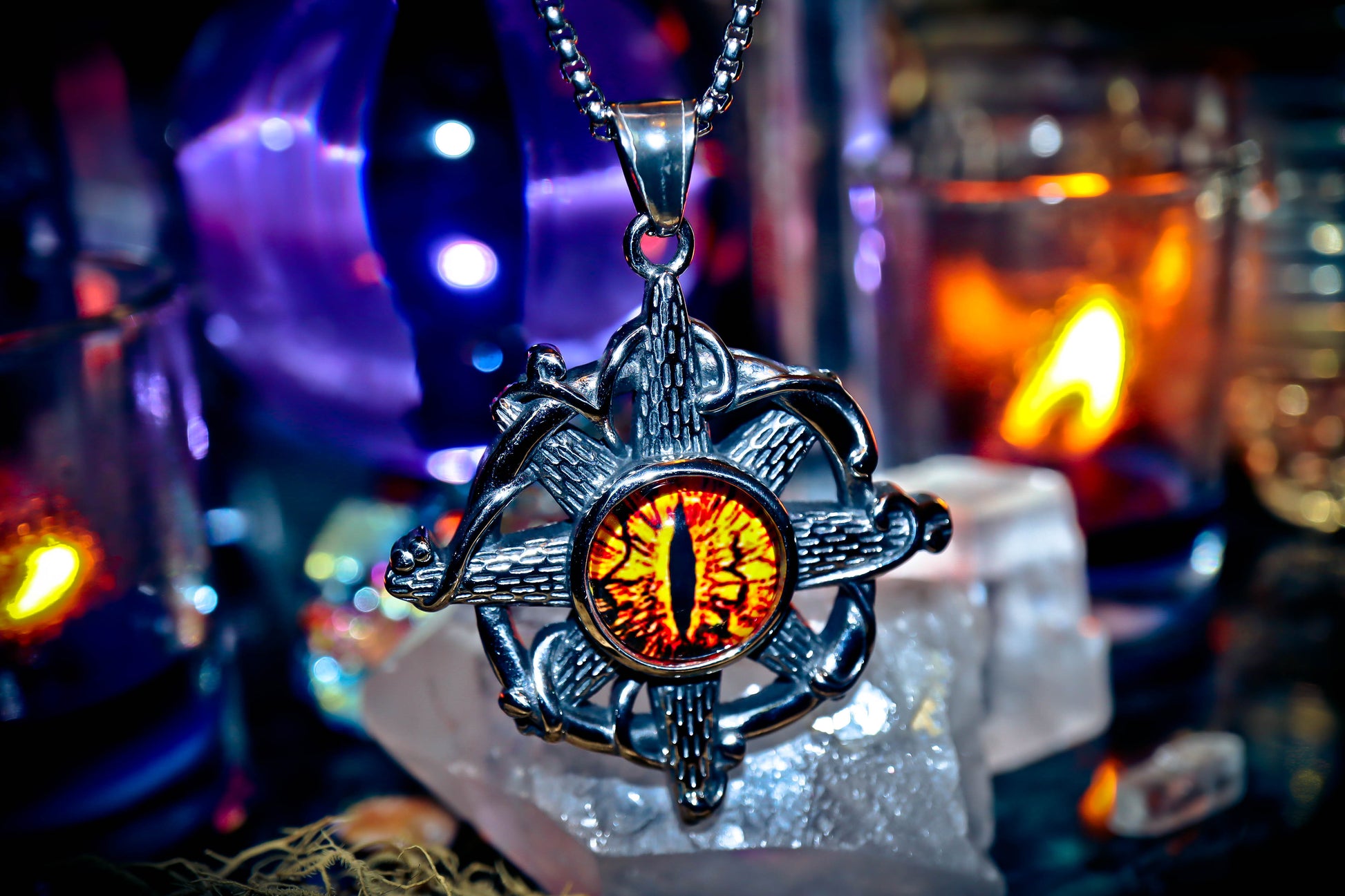 Yellow Dragon Stainless Steel Necklace Amulet Pendant 