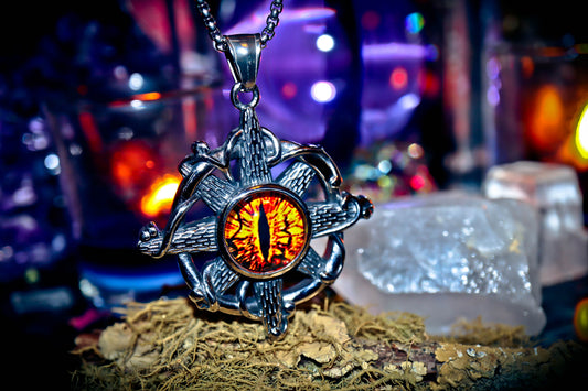 Yellow Dragon Stainless Steel Necklace Amulet Pendant!