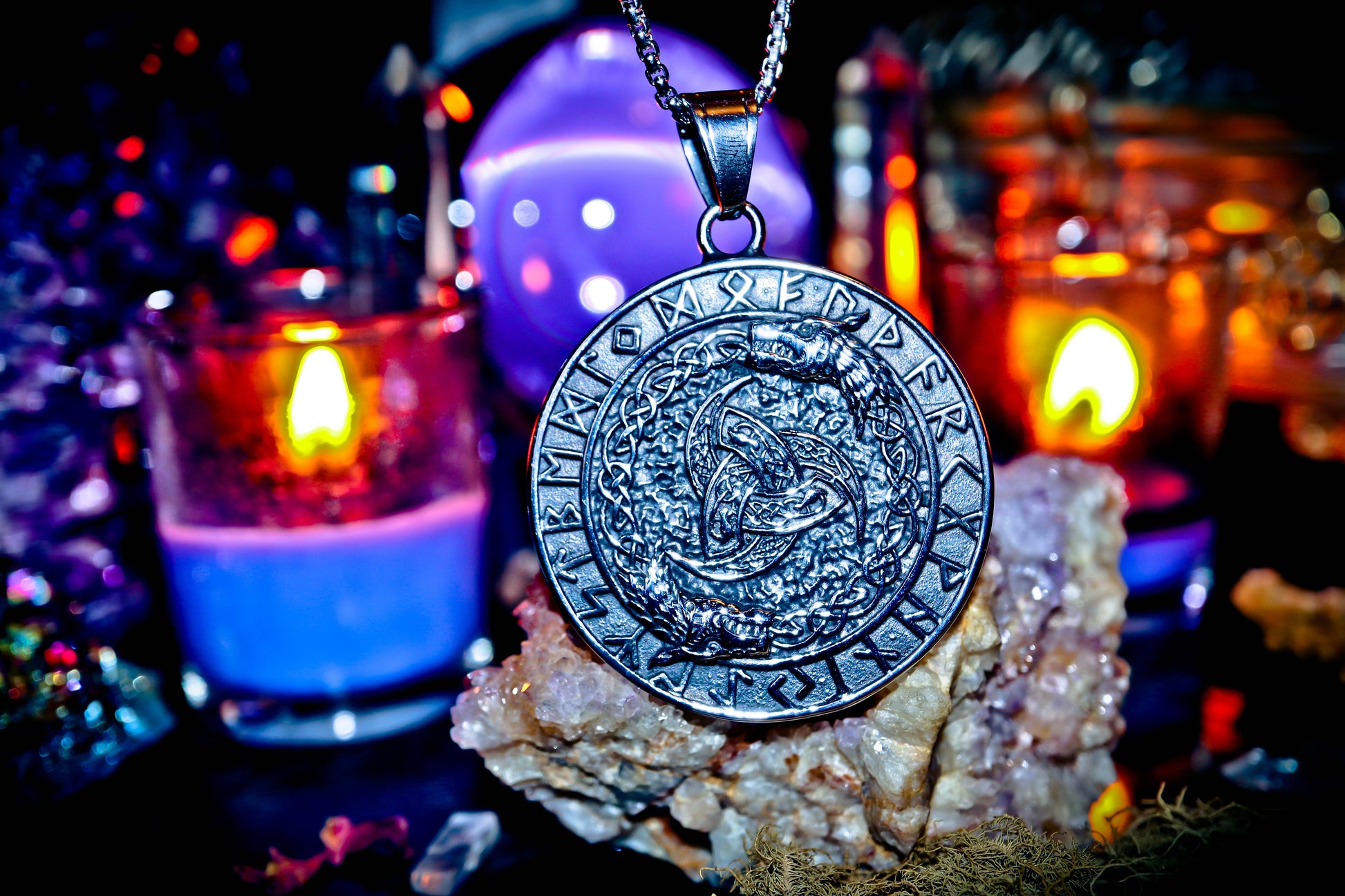 Dragon Ouroboros Norse Viking Amulet Steel Necklace Pendant!