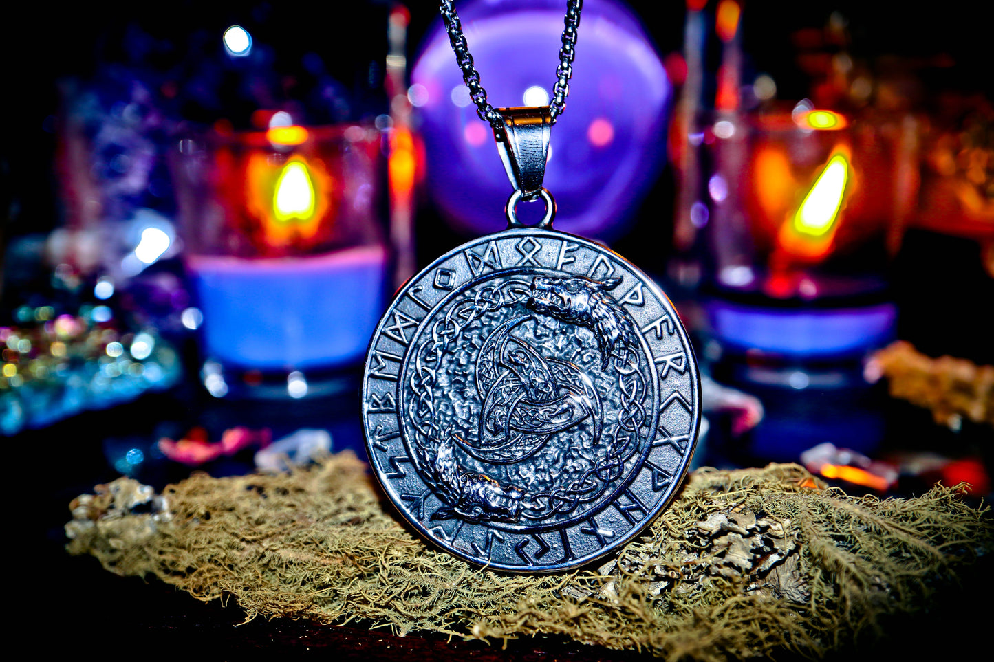 Dragon Ouroboros Norse Viking Amulet Steel Necklace Pendant!