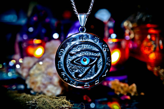 Mystical Eye of Horus 316L Stainless Steel Pendant Amulet Necklace!