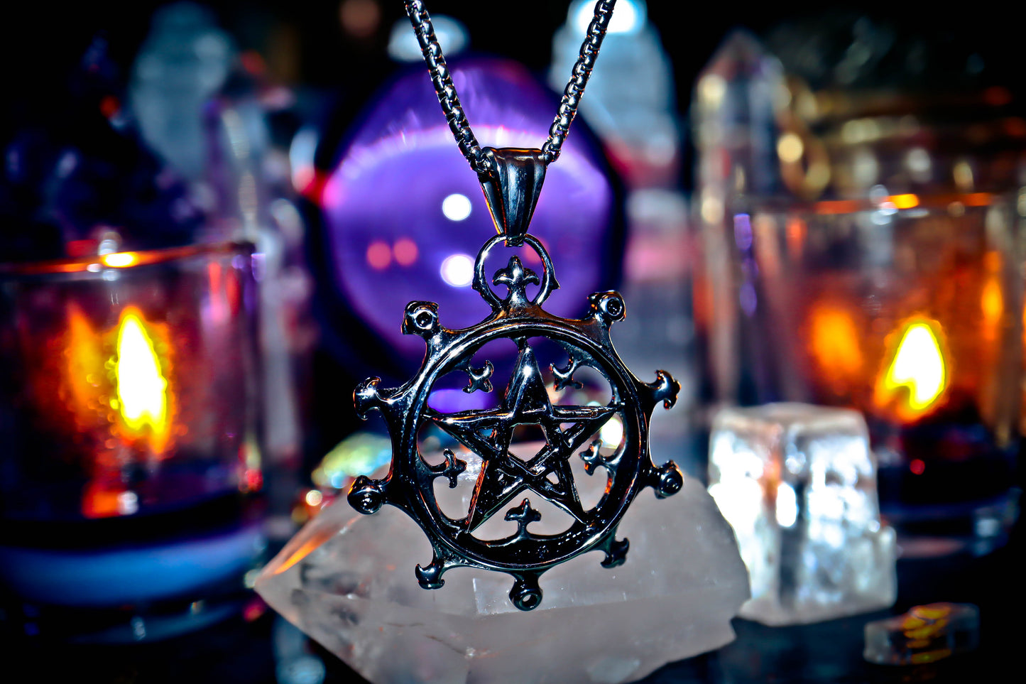 Pentacle Star Stainless Steel 316L Necklace Amulet Pendant with 22" Chain!