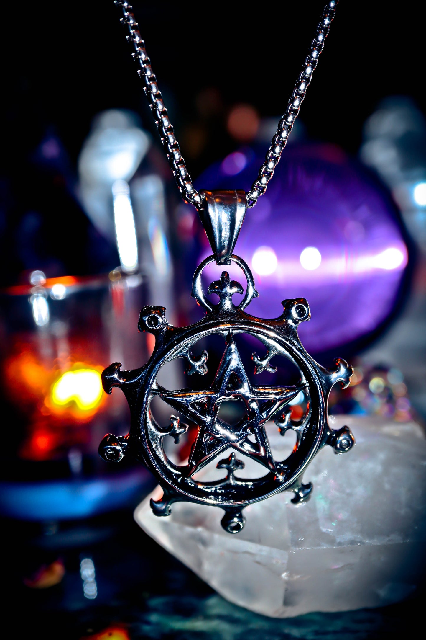 Pentacle Star Stainless Steel 316L Necklace Amulet Pendant with 22" Chain!