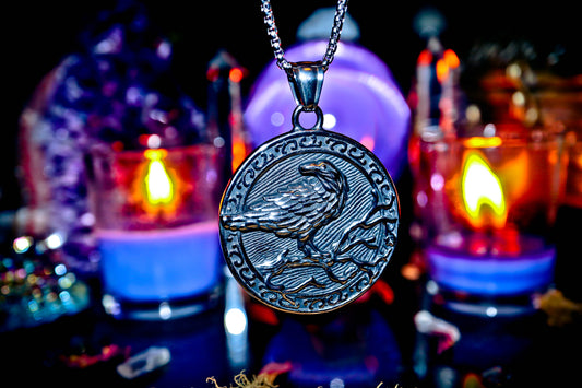 Raven Totem 316L Stainless Steel Pendant High Quality Amulet Necklace with 22" Chain