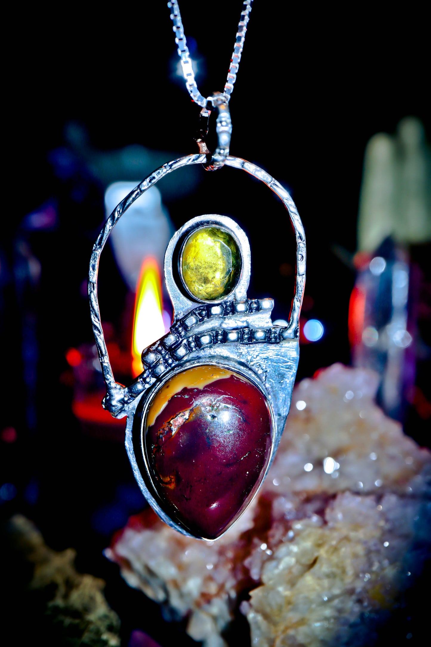 Mookaite Sterling Silver 925 Amulet Gemstone Necklace Pendant!
