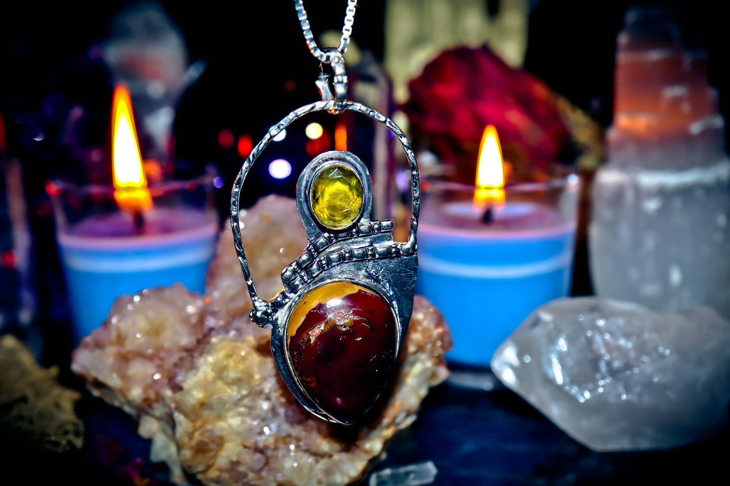 Mookaite Sterling Silver 925 Amulet Gemstone Necklace Pendant!