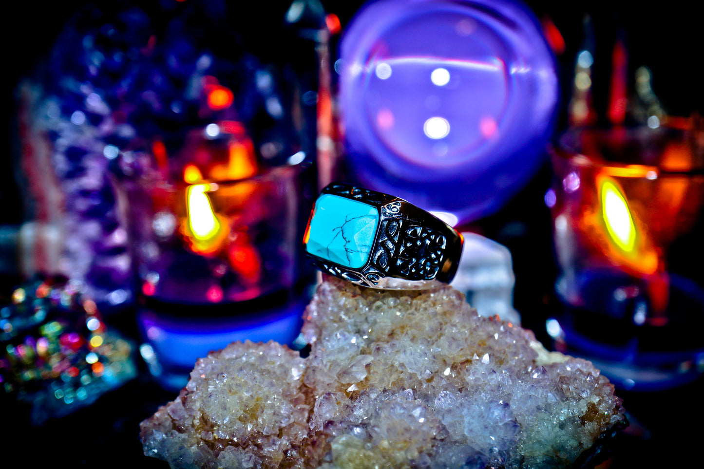 Native American Shaman Turquoise Silver Stainless Steel High Quality Ring!
