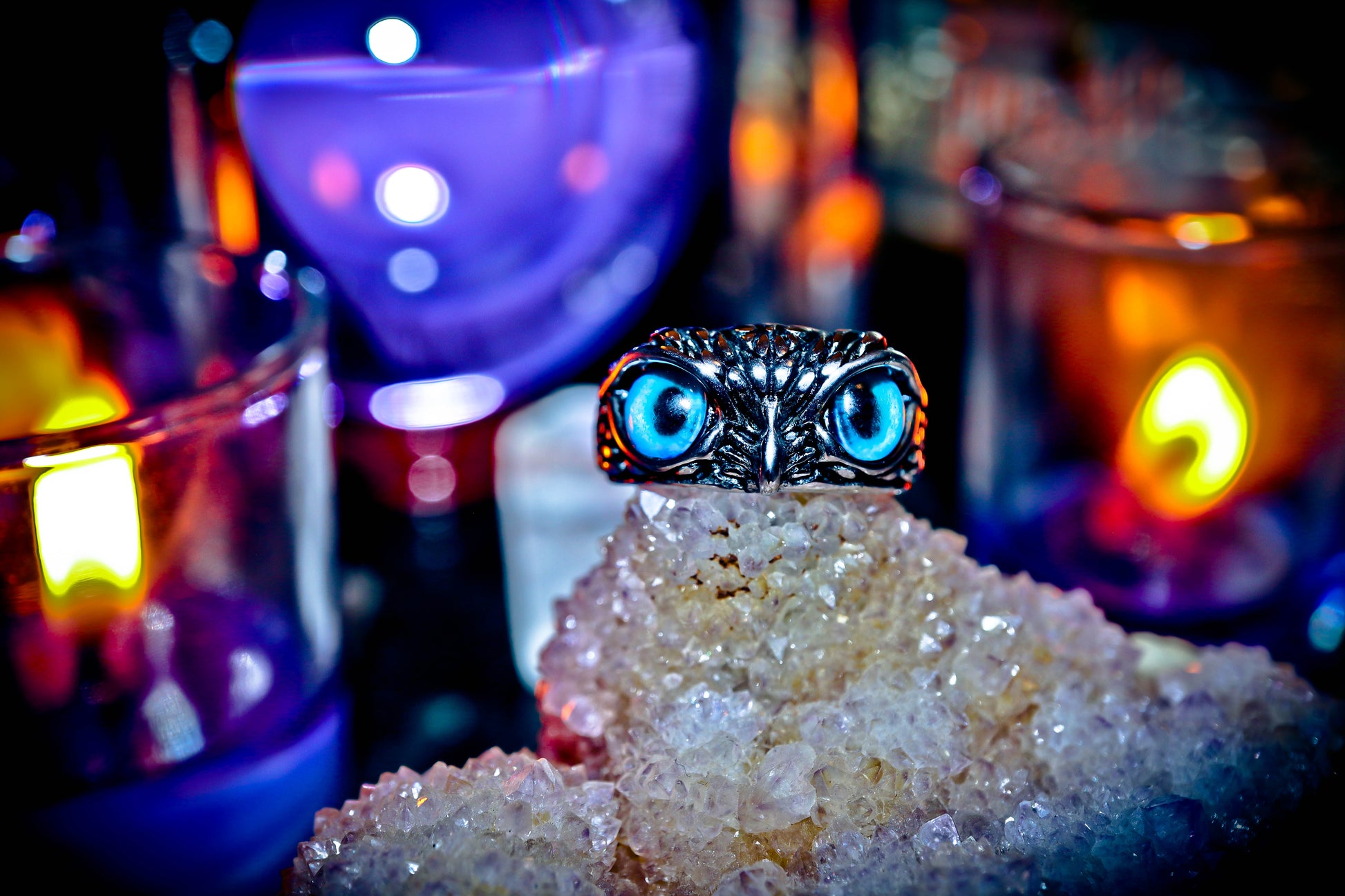 Owl Totem Silver Stainless Steel Mystic Eyes High Quality Ring!