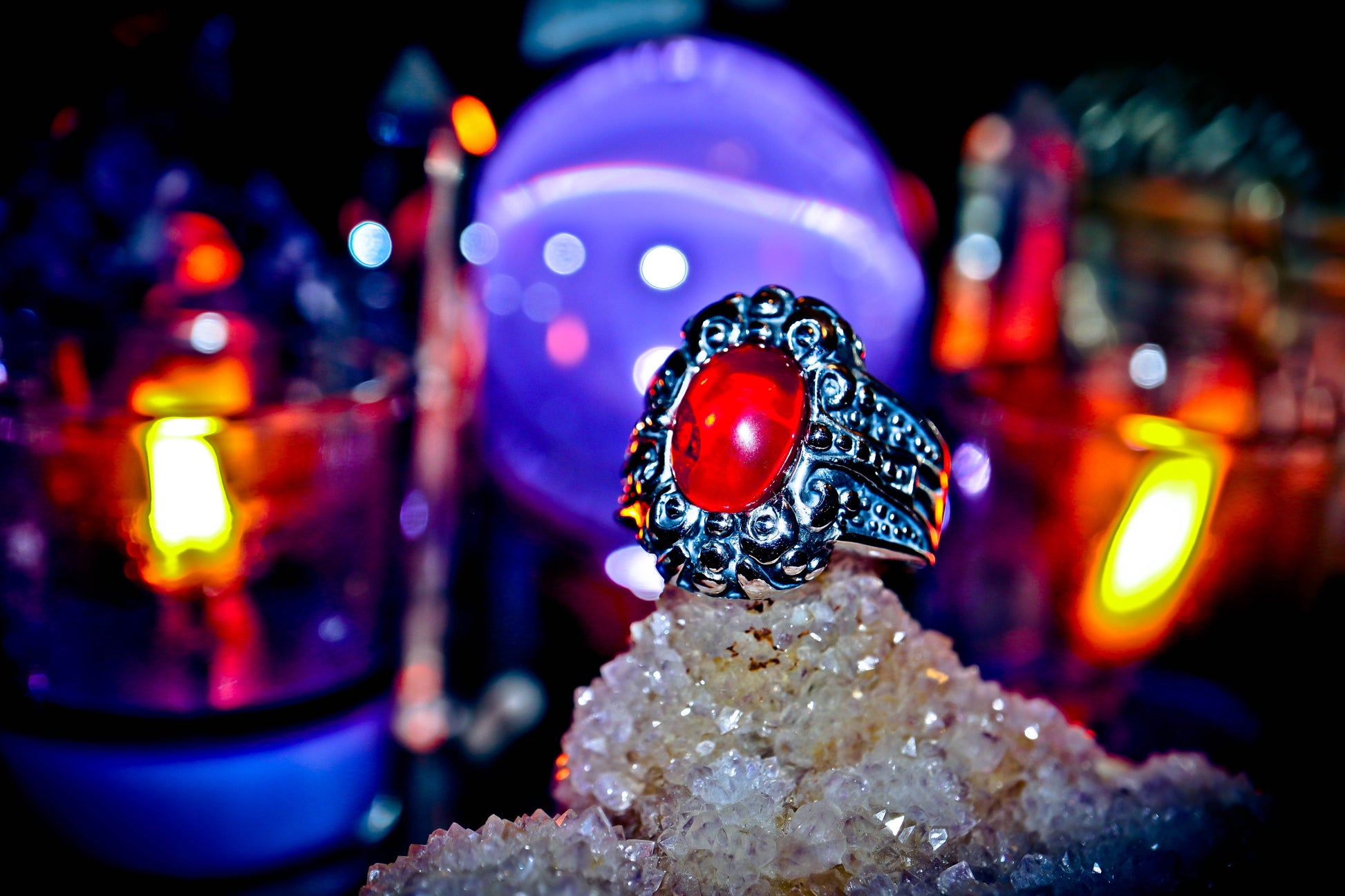 Red Ornate 316L Mystical Stainless Steel Premium High Quality Ring!