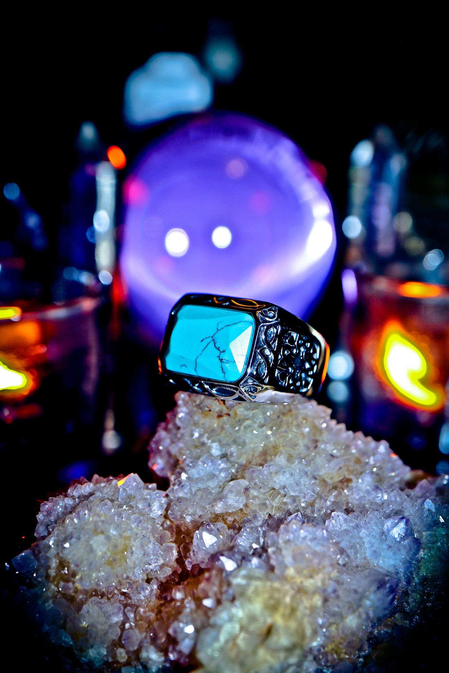 Native American Turquoise Silver Stainless Steel High Quality Ring!