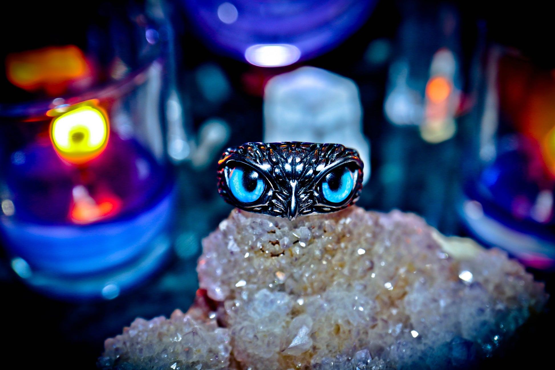 Owl Totem Silver Stainless Steel Mystic Eyes High Quality Ring!