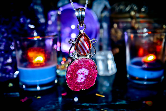 Handmade Solar Quartz Natural Crystal Amulet Necklace Pendant!