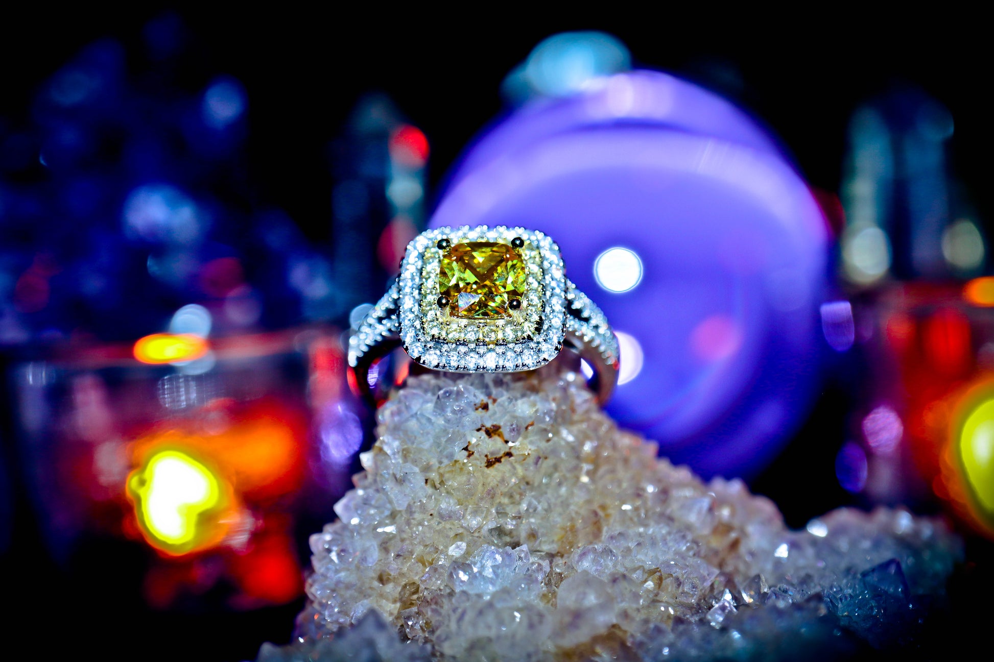 Yellow Sparkling Citrine Sterling Silver 925 Ring!